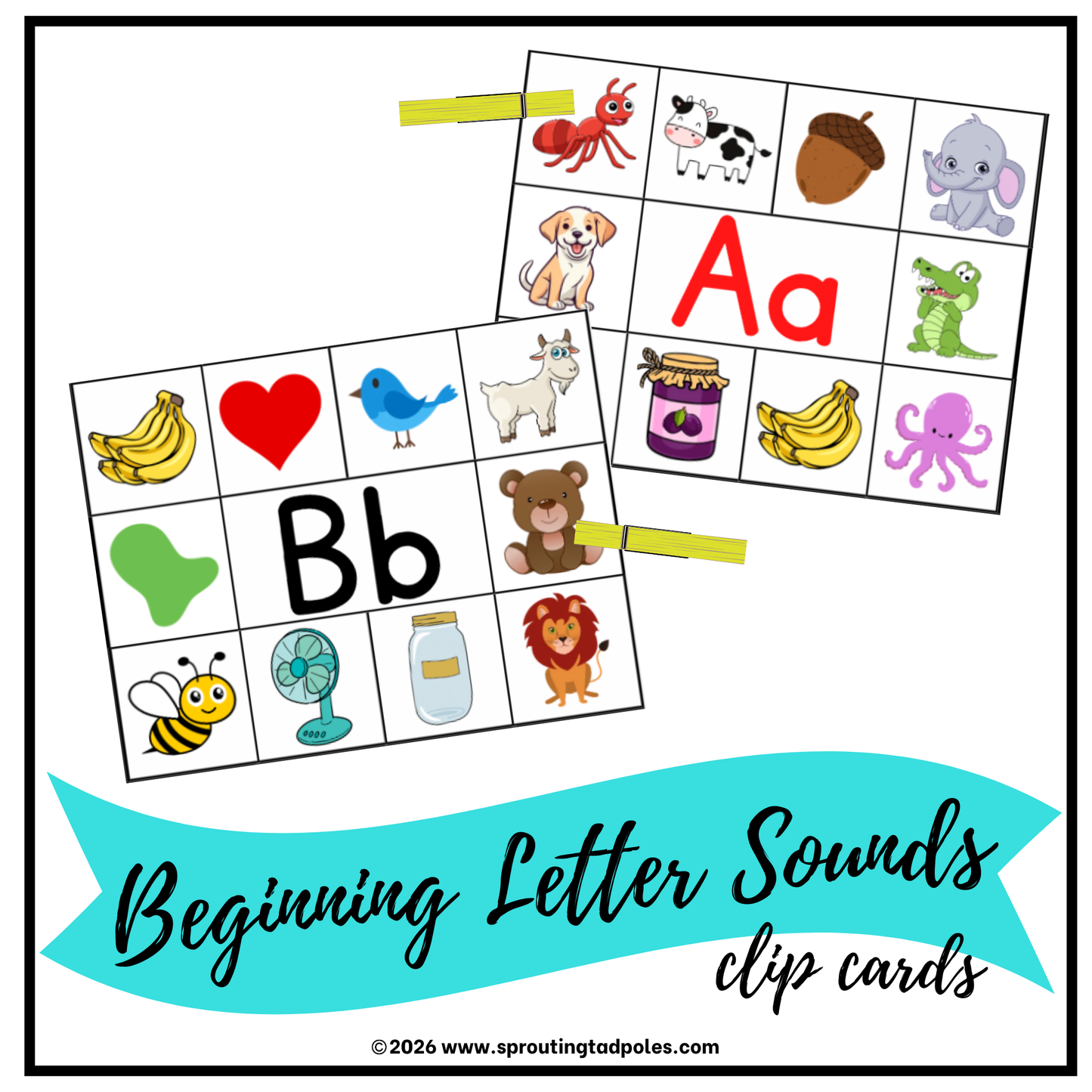 Beginning Letter Sounds Clip Cards