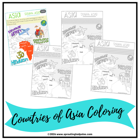 Countries of Asia Coloring & Copywork Book