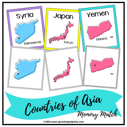 Countries of Asia Memory Match Game