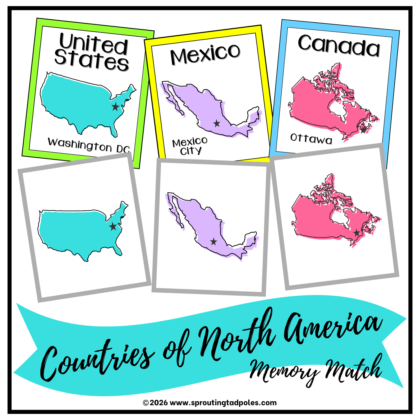 Countries of North America Memory Match Game