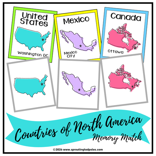Countries of North America Memory Match Game