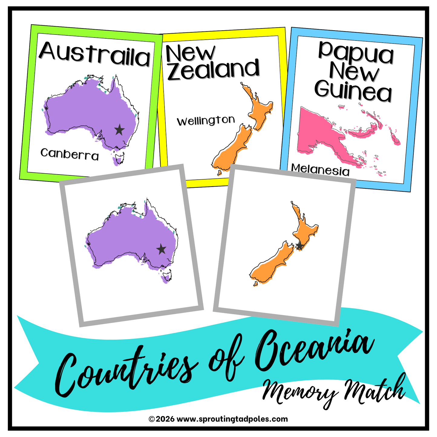 Countries of Oceania Memory Match Game