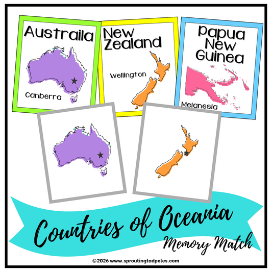 Countries of Oceania Memory Match Game