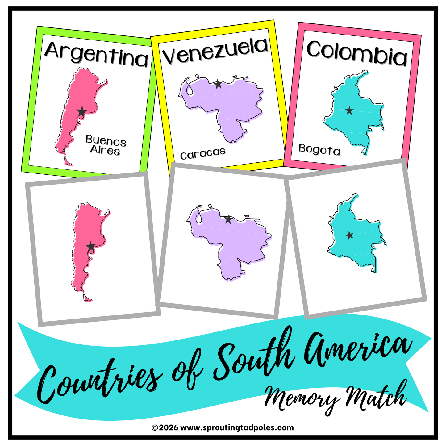 Countries of South America Memory Match Game