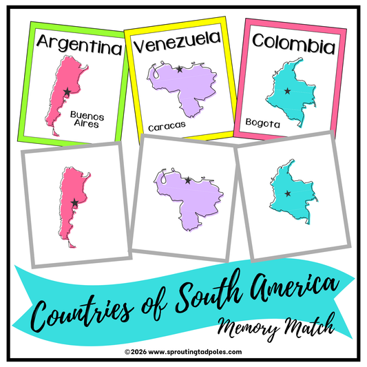 Countries of South America Memory Match Game
