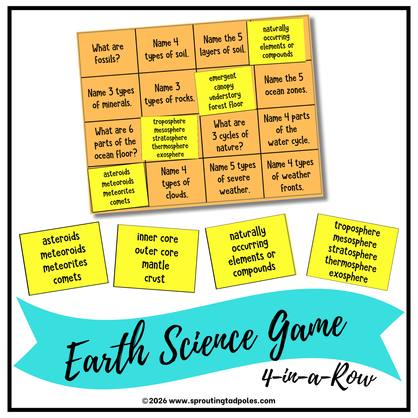 Earth Science 4-in-a-Row Game