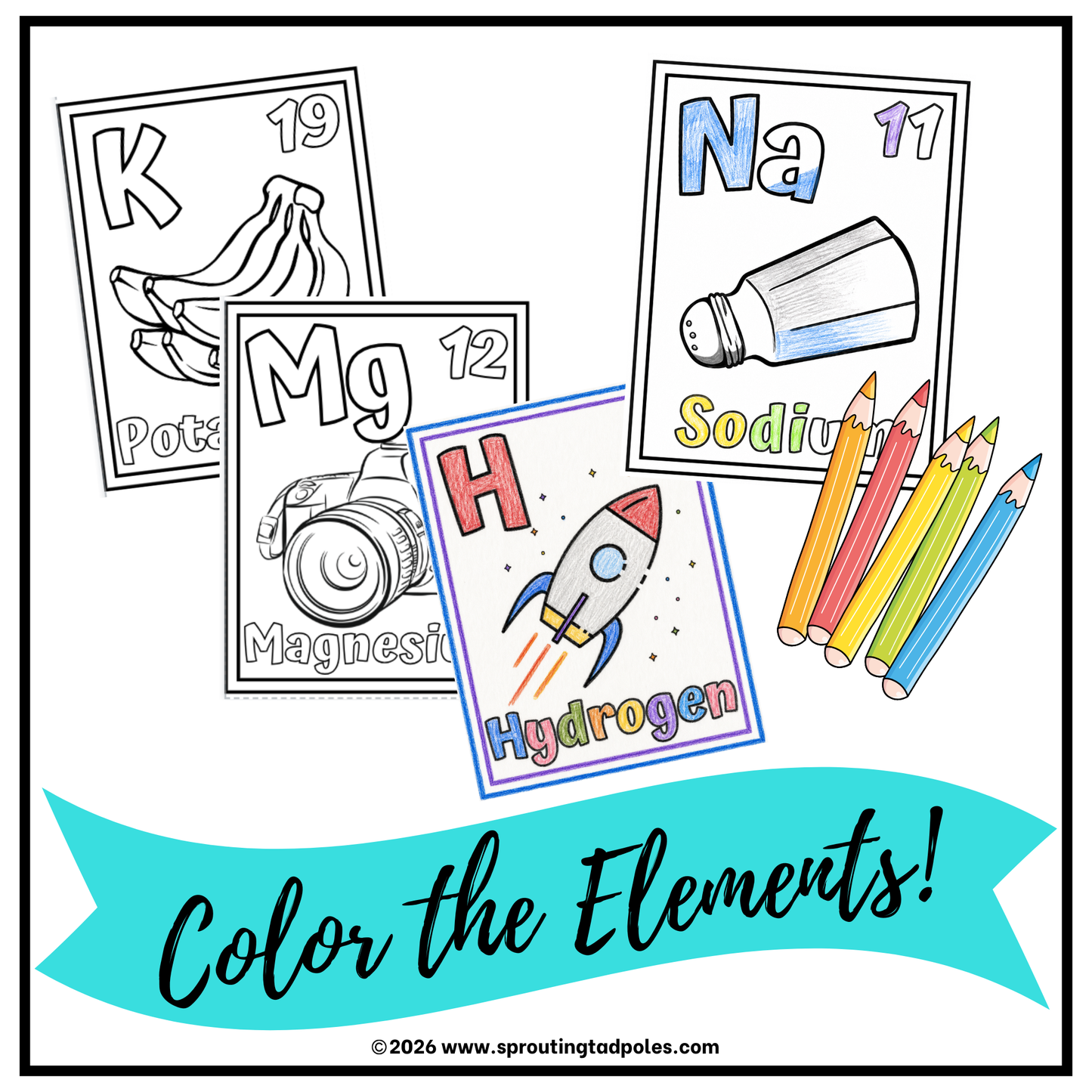 Elements of the Periodic Table Coloring Cards