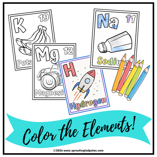 Elements of the Periodic Table Coloring Cards