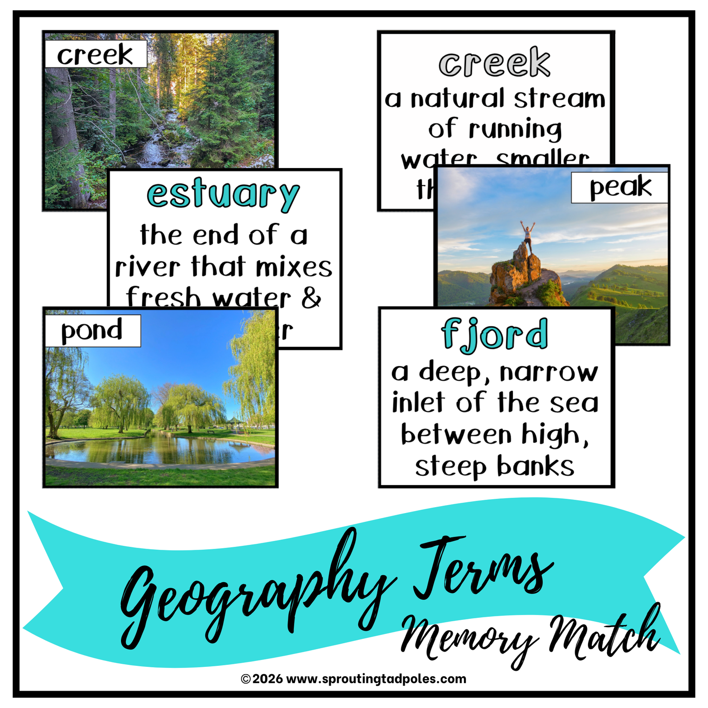 Geography Terms Memory Match Game