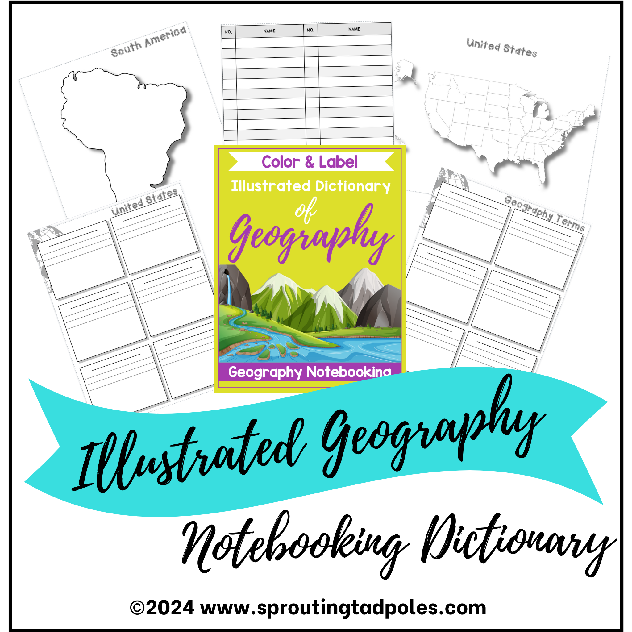 Illustrated Dictionary of Geography Notebooking Journal – Sprouting Tadpoles