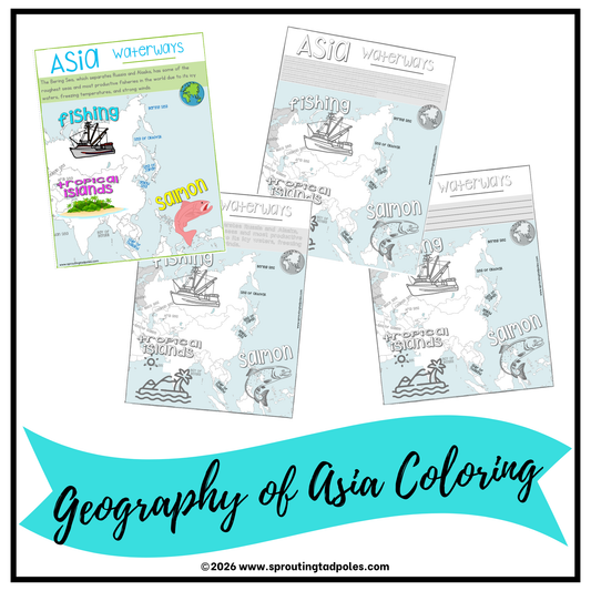 Geography of Asia Coloring & Copywork Book