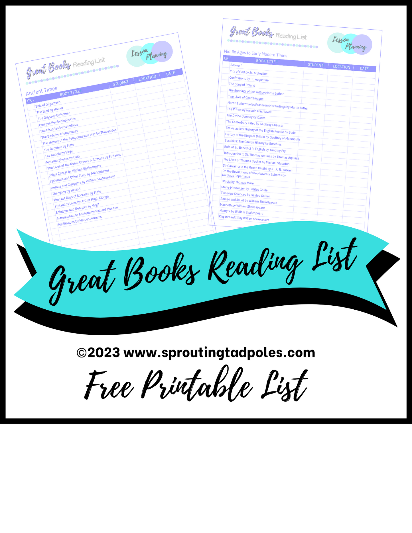 FREE Great Books Reading Lists for History & Literature