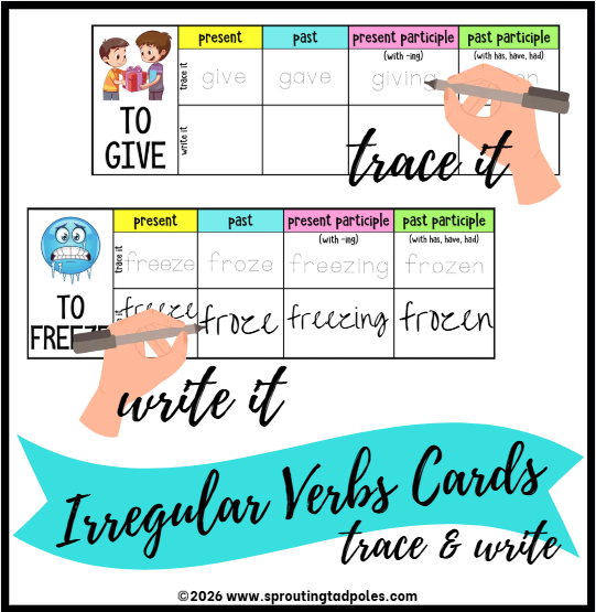 Irregular Verbs Trace & Write Cards
