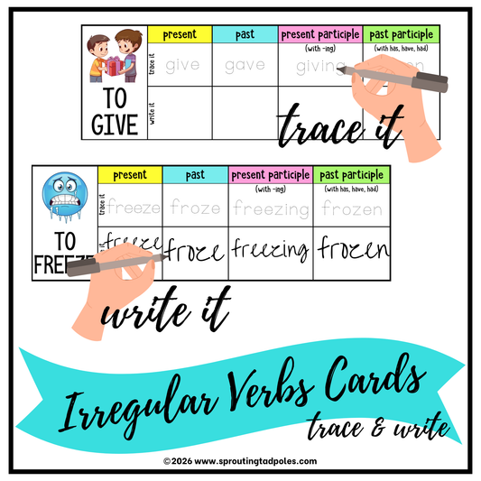Irregular Verbs Trace & Write Cards