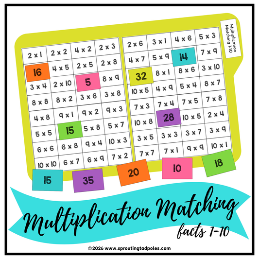 Multiplication Facts Matching Game 1-10
