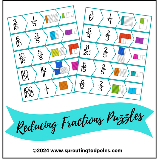 Reducing Fractions 4-Part Puzzles - PHYSICAL & DIGITAL VERSION