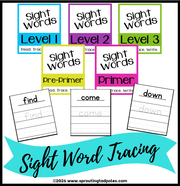 Sight Word Tracing Cards