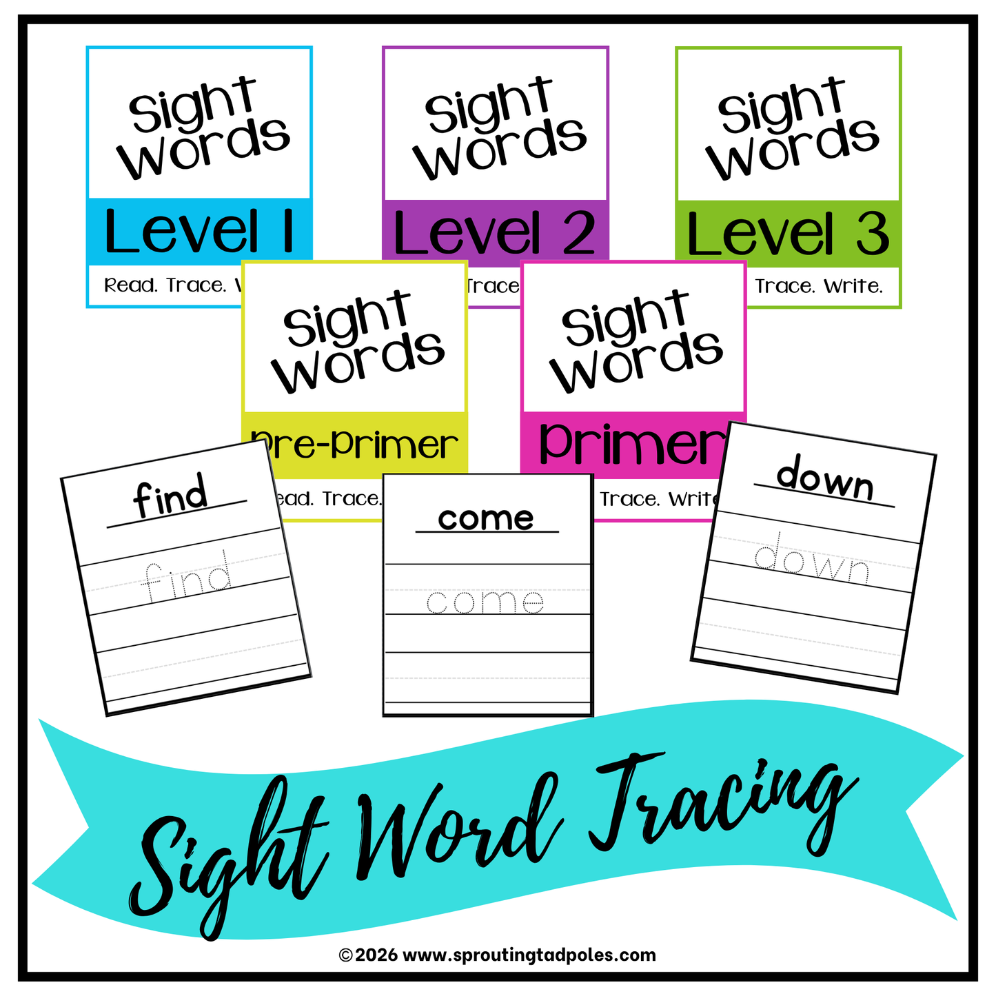 Sight Word Tracing Cards