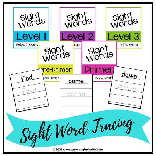 Sight Word Tracing Cards