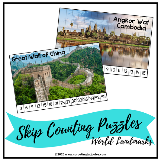 World Landmarks Skip Counting Puzzles