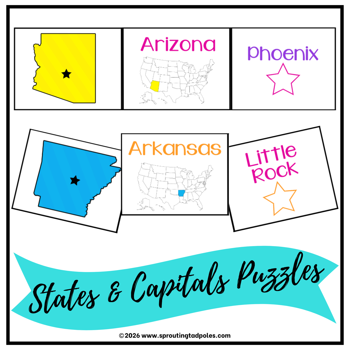 U.S. States 3-Part Puzzles