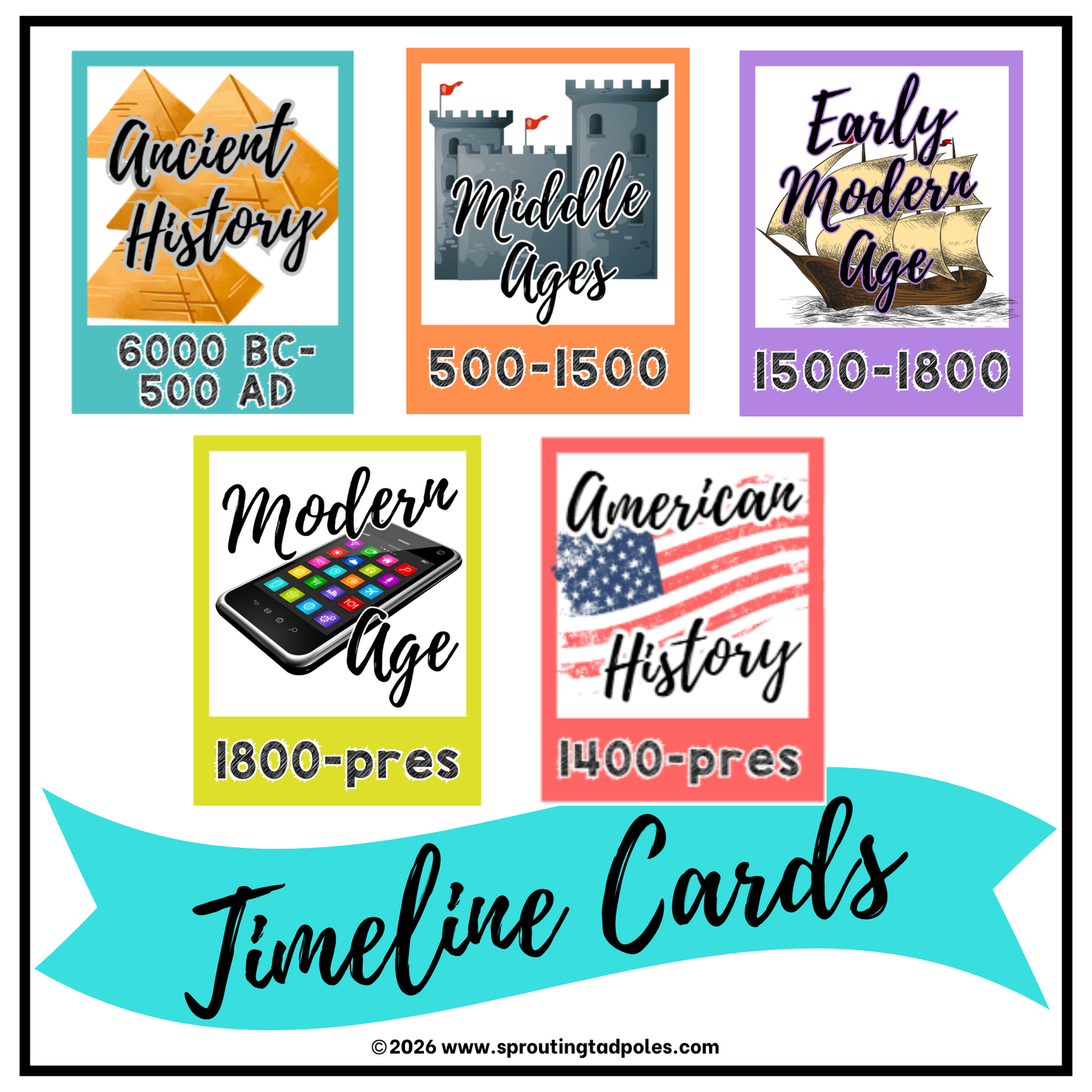 History Timeline Cards - Complete History Bundle