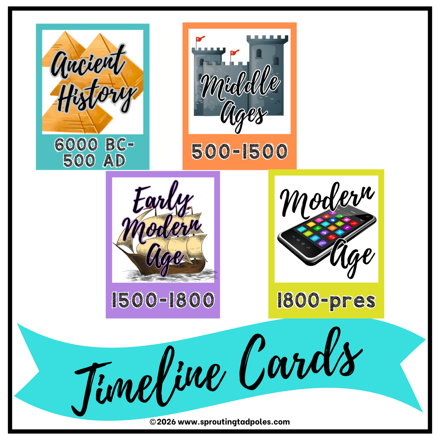 History Timeline Cards - World History Bundle