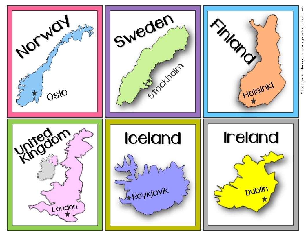 Countries of Europe Memory Match Cards