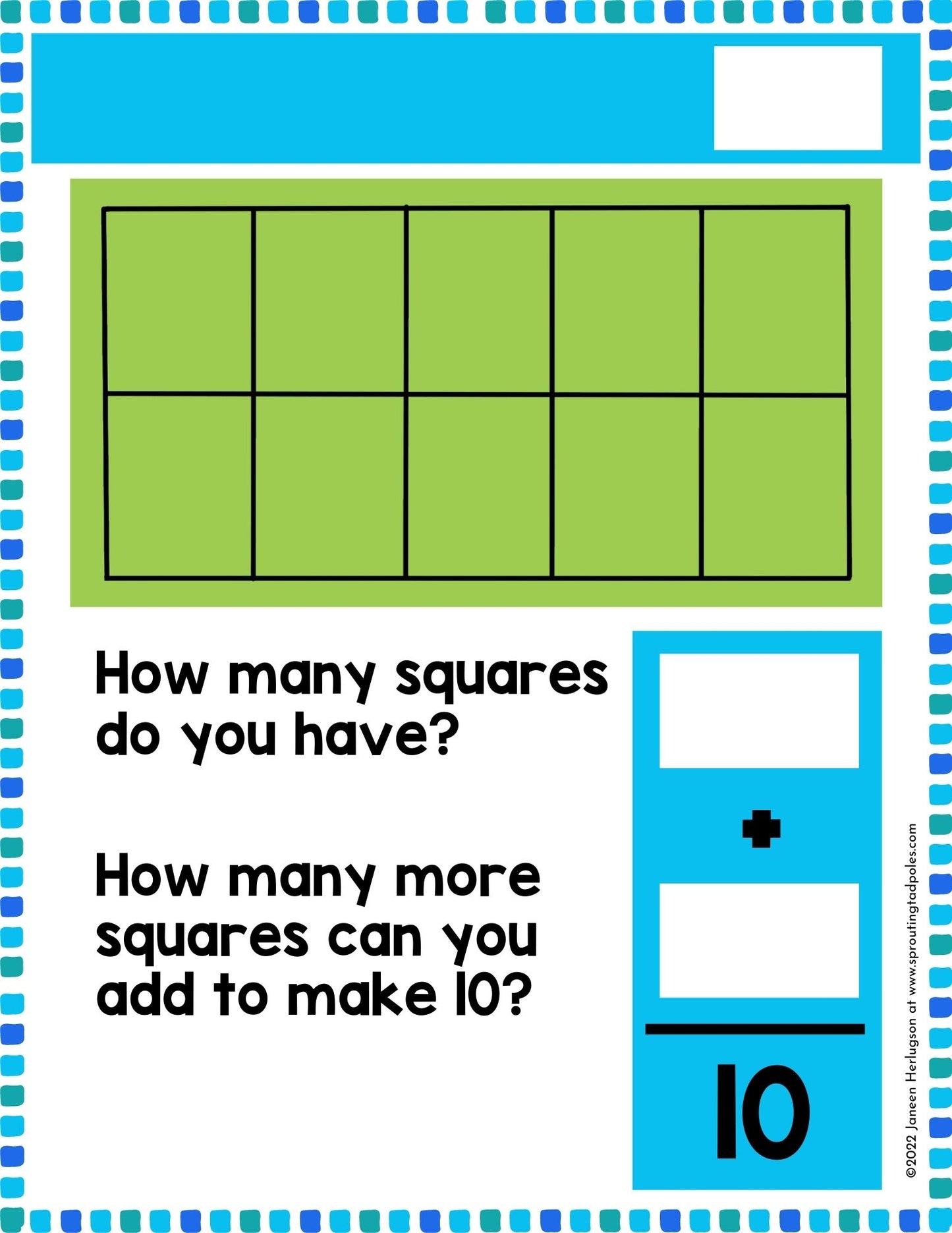 Ten Frame Counting Math Game